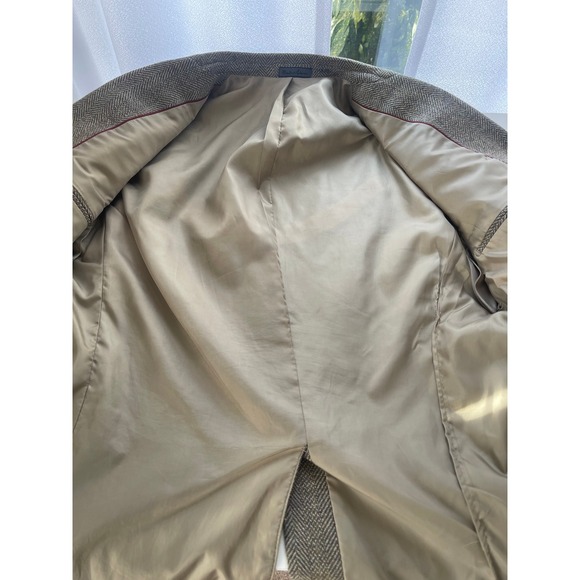 LA CROSSE Men's 40R Brown Herringbone Wool Tweed Blazer Jacket Elbow Patches - Picture 4 of 12